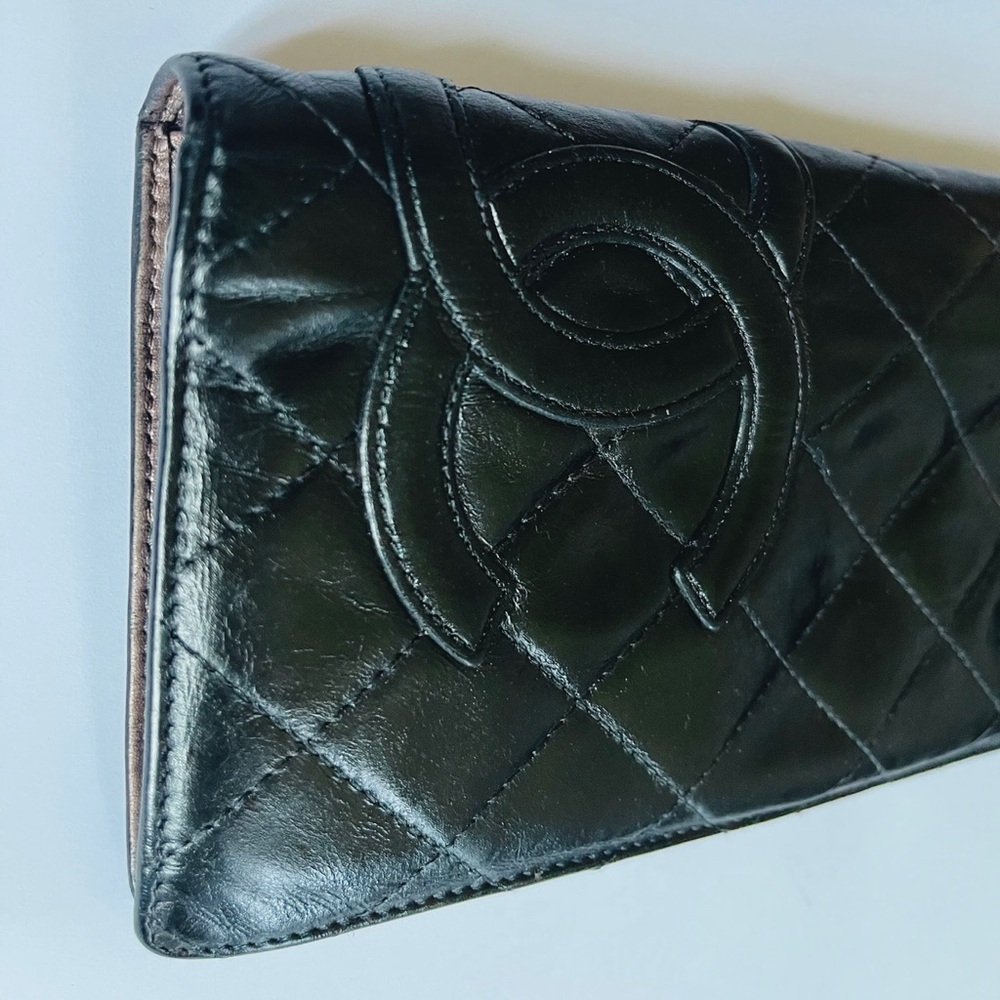 Authentic Chanel Black Leather Cambon Yen Wallet - Picture 5 of 11